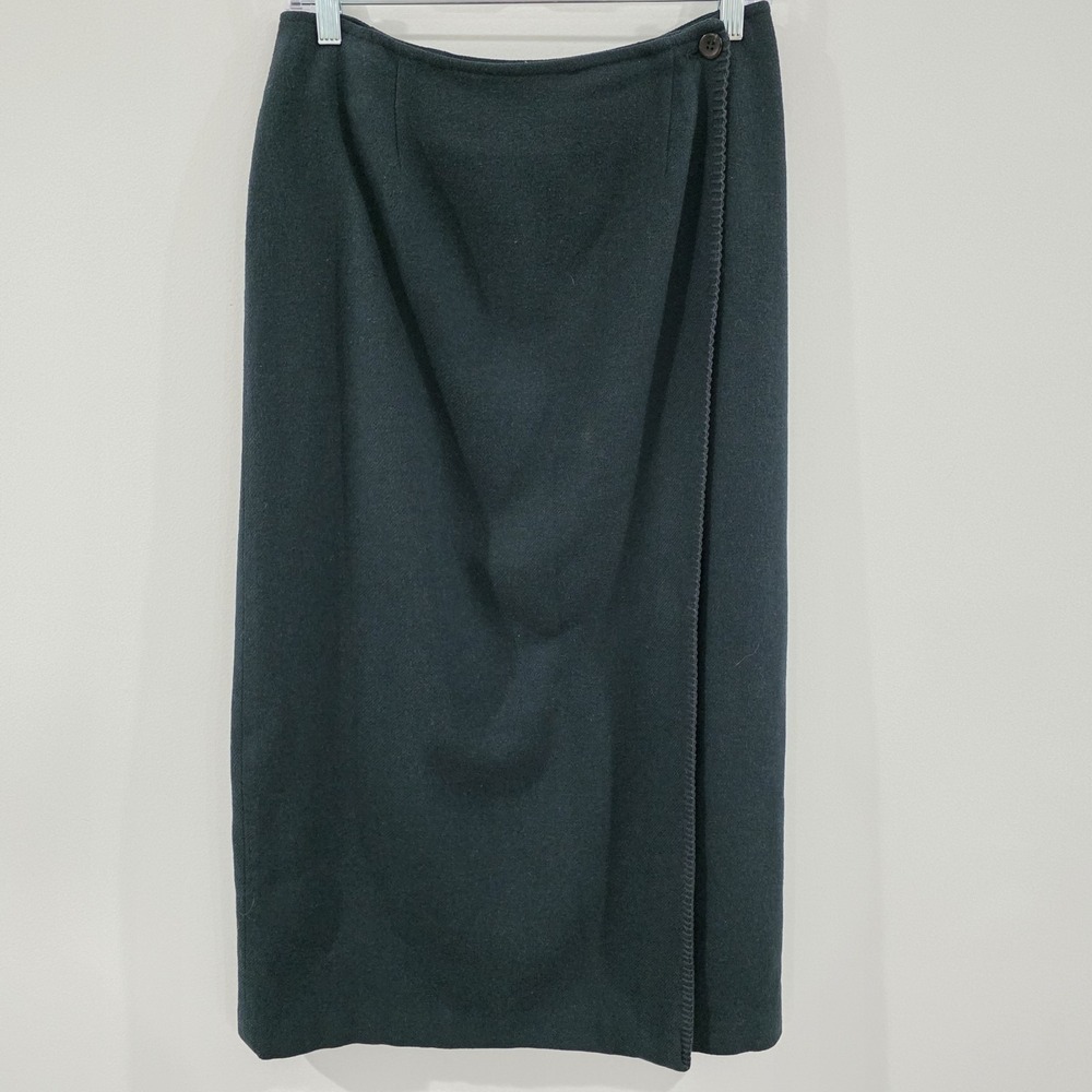 Vintage Talbots Wool Wrap Skirt Size 8‎ Dark Green Teacher Old Money Academia